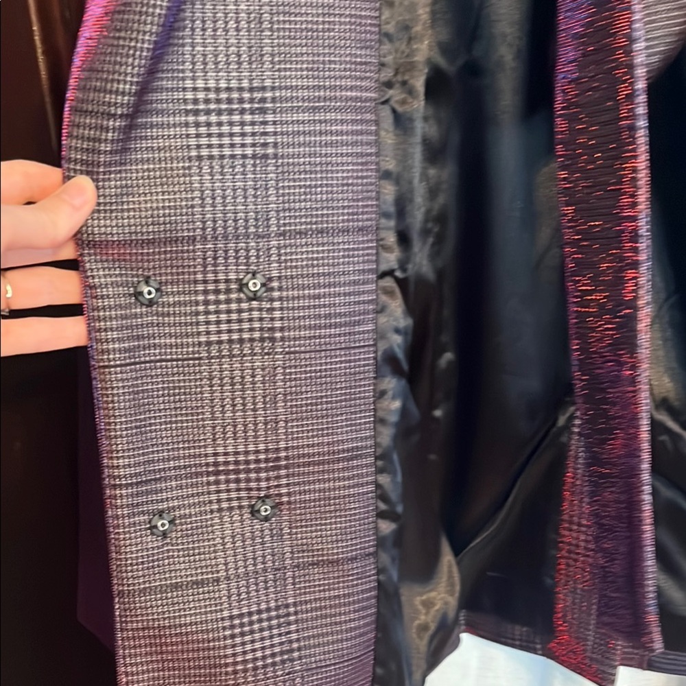 Noli Yoga Black Line Purple Iridescent Blazer (NWT) - Picture 4 of 5